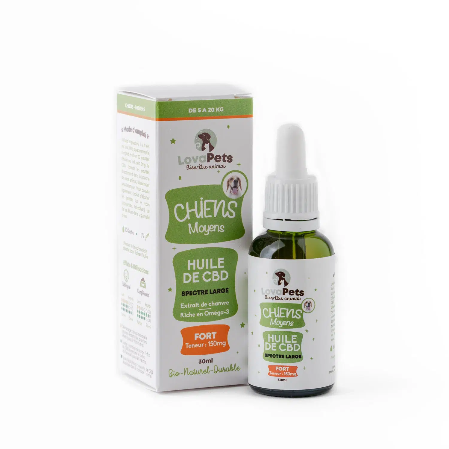 Huile CBD pour chiens moyens Lovapets
