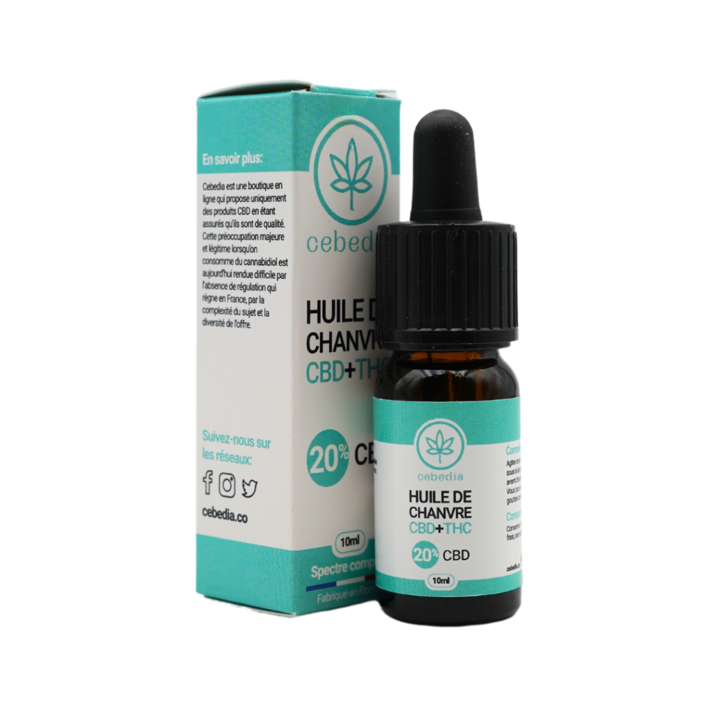Huile CBD 20% (+THC) spectre complet de Cebedia - Faite en France